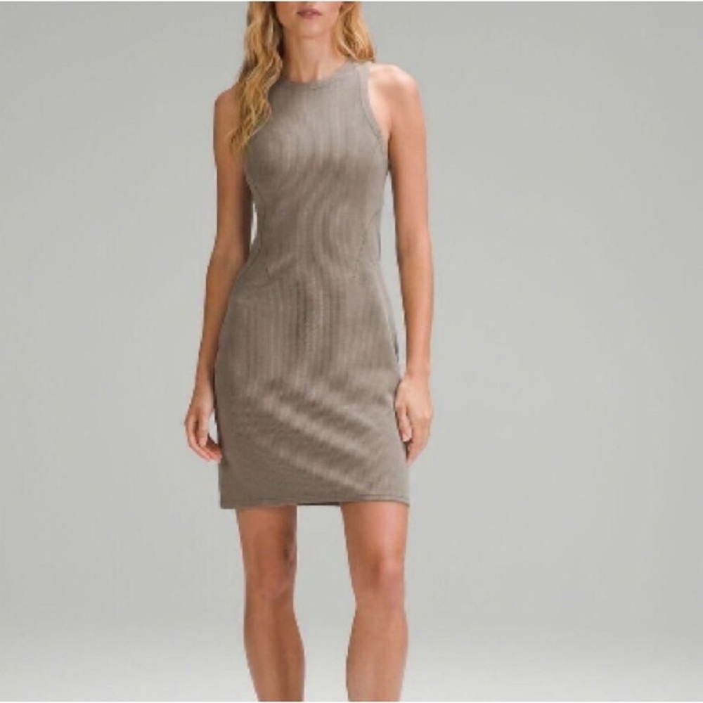 lululemon athletica Softstream Slim Fit Ribbed Midi Dress— Size 6 Color: Nomad - Picture 4 of 9